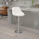 White |#| White Vinyl Bucket Seat Adjustable Height Barstool with Diamond Pattern Back