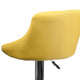 Yellow |#| Yellow Vinyl Bucket Seat Adjustable Height Barstool with Diamond Pattern Back