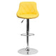 Yellow |#| Yellow Vinyl Bucket Seat Adjustable Height Barstool with Diamond Pattern Back