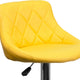 Yellow |#| Yellow Vinyl Bucket Seat Adjustable Height Barstool with Diamond Pattern Back