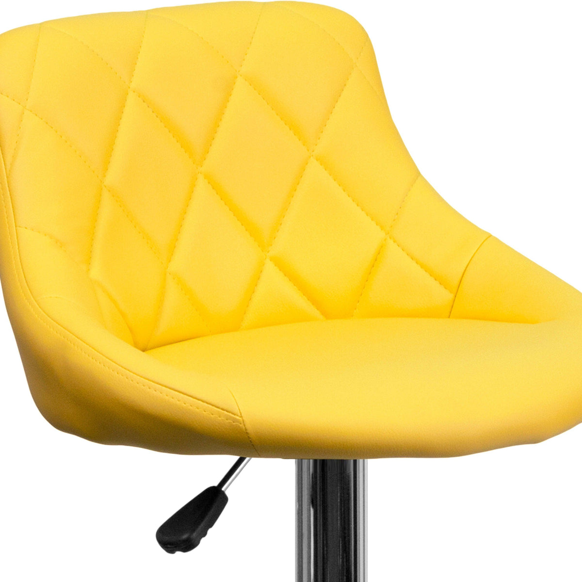 Yellow |#| Yellow Vinyl Bucket Seat Adjustable Height Barstool with Diamond Pattern Back