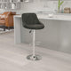 Black |#| Black Vinyl Bucket Seat Adjustable Height Barstool with Diamond Pattern Back
