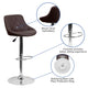 Brown |#| Brown Vinyl Bucket Seat Adjustable Height Barstool with Diamond Pattern Back