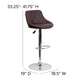 Brown |#| Brown Vinyl Bucket Seat Adjustable Height Barstool with Diamond Pattern Back