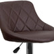 Brown |#| Brown Vinyl Bucket Seat Adjustable Height Barstool with Diamond Pattern Back
