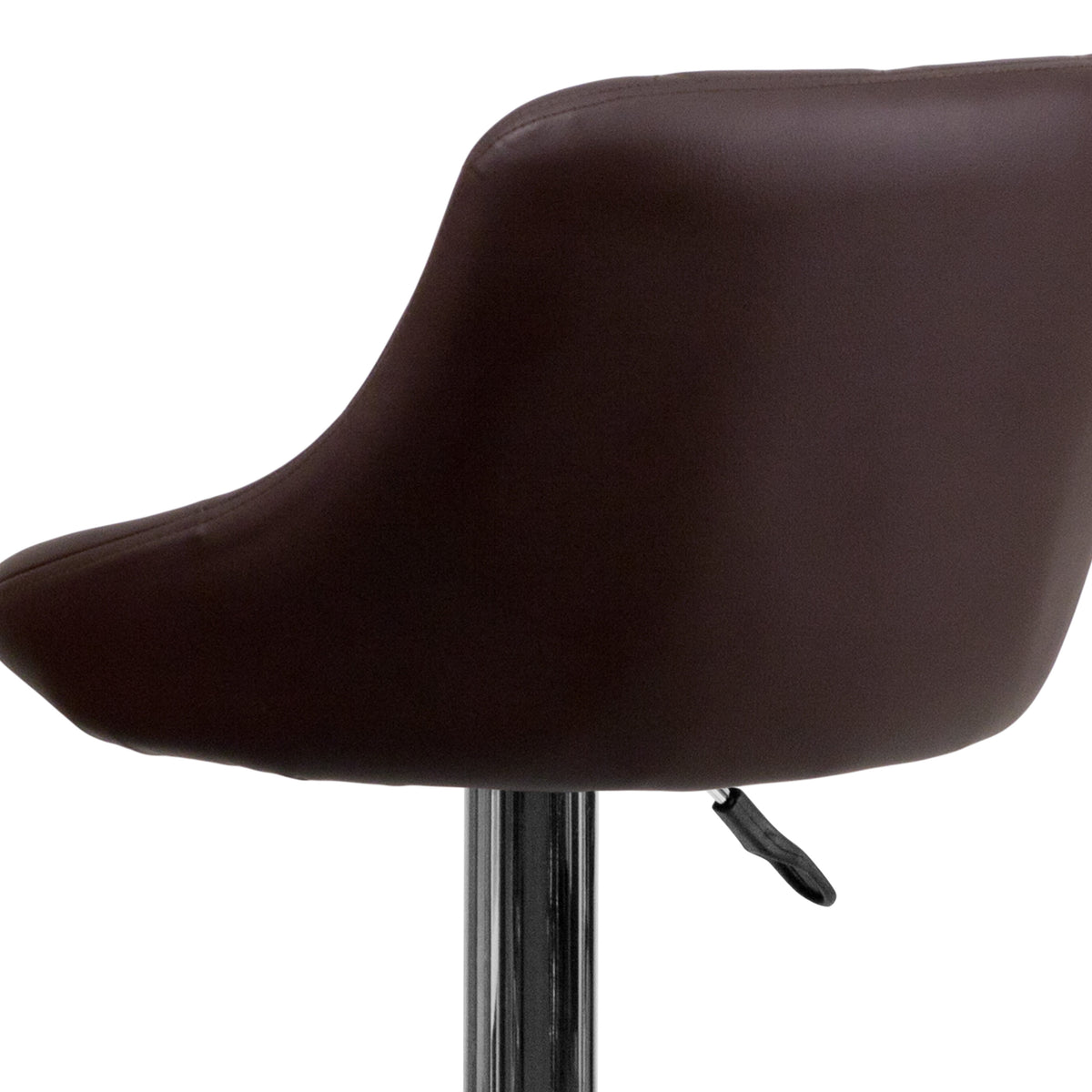 Brown |#| Brown Vinyl Bucket Seat Adjustable Height Barstool with Diamond Pattern Back