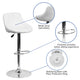 White |#| White Vinyl Bucket Seat Adjustable Height Barstool with Diamond Pattern Back