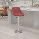 Burgundy |#| Burgundy Vinyl Bucket Seat Adjustable Height Barstool with Diamond Pattern Back