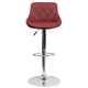 Burgundy |#| Burgundy Vinyl Bucket Seat Adjustable Height Barstool with Diamond Pattern Back