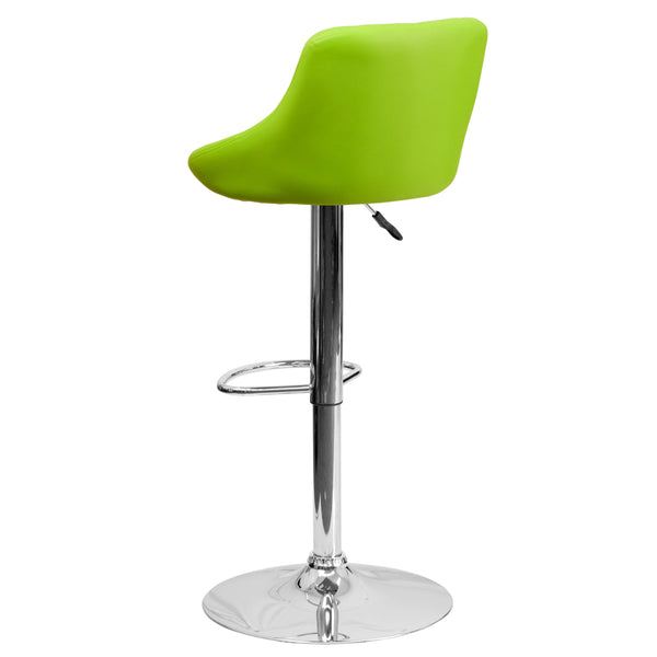 Green |#| Green Vinyl Bucket Seat Adjustable Height Barstool with Diamond Pattern Back