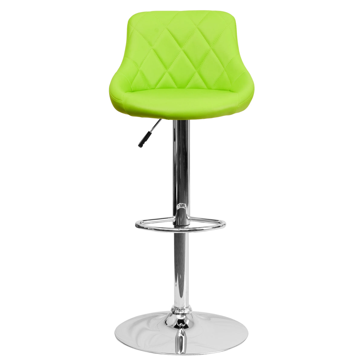 Green |#| Green Vinyl Bucket Seat Adjustable Height Barstool with Diamond Pattern Back