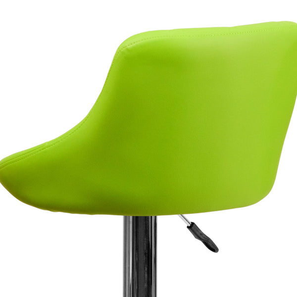 Green |#| Green Vinyl Bucket Seat Adjustable Height Barstool with Diamond Pattern Back