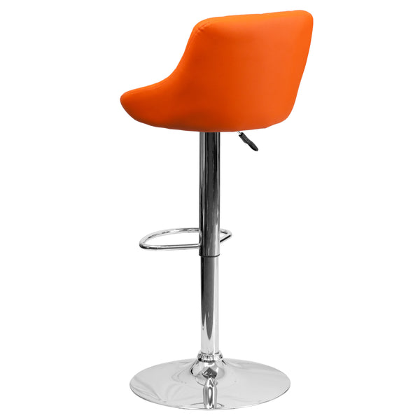Orange |#| Orange Vinyl Bucket Seat Adjustable Height Barstool with Diamond Pattern Back