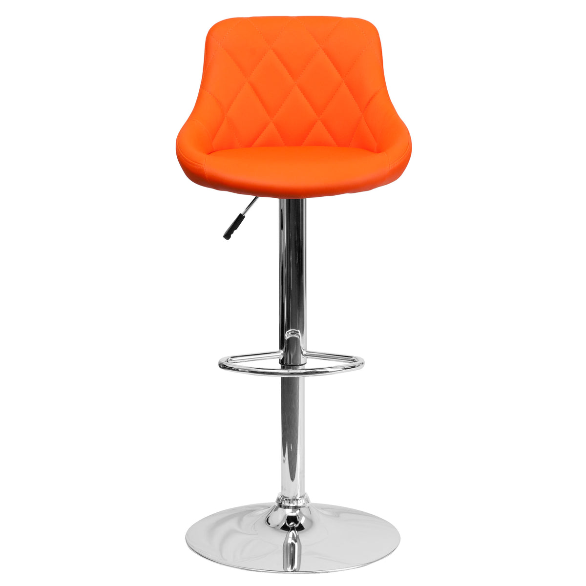 Orange |#| Orange Vinyl Bucket Seat Adjustable Height Barstool with Diamond Pattern Back