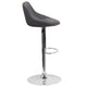 Gray |#| Contemporary Gray Vinyl Bucket Seat Adjustable Height Barstool with Chrome Base