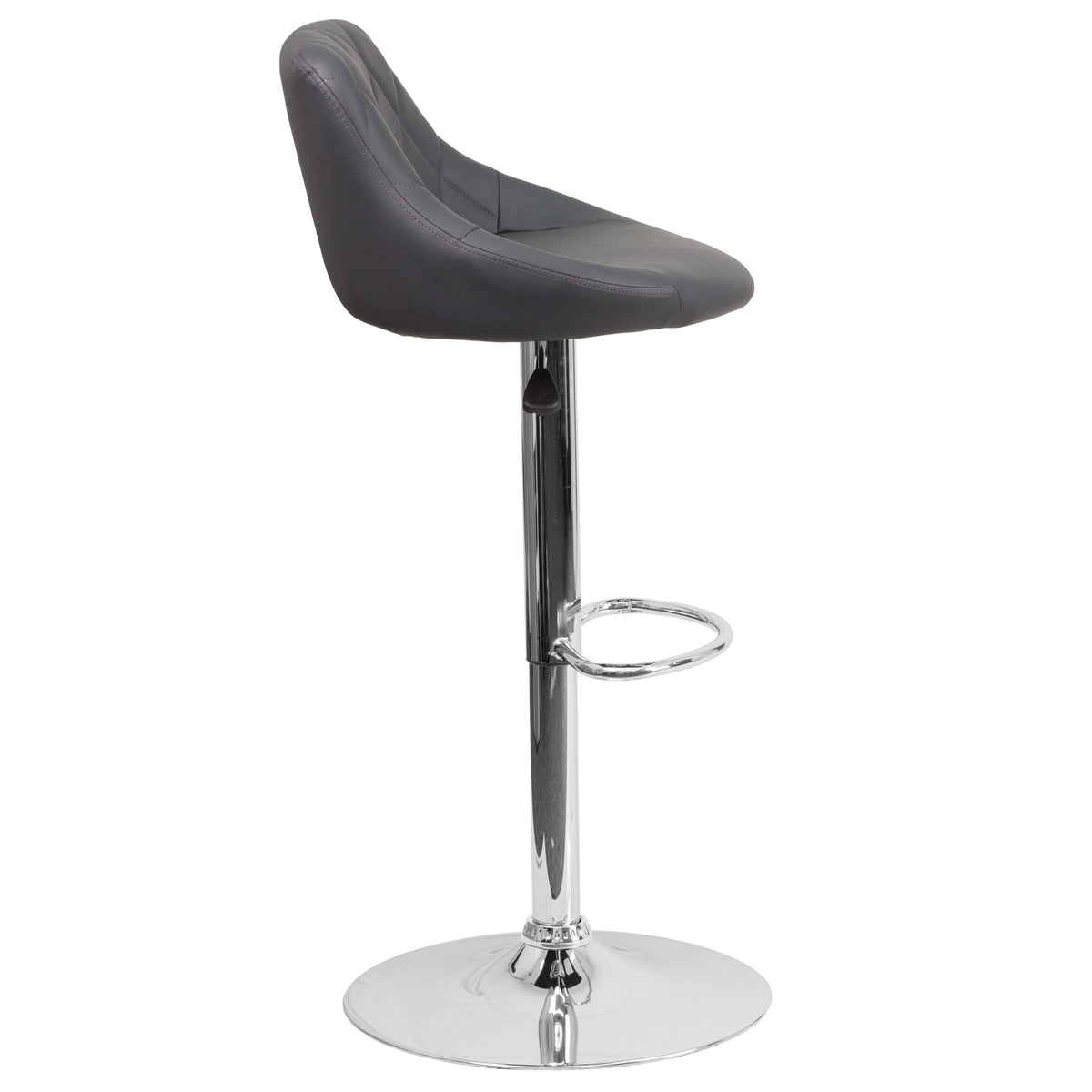 Gray |#| Contemporary Gray Vinyl Bucket Seat Adjustable Height Barstool with Chrome Base