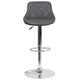 Gray |#| Contemporary Gray Vinyl Bucket Seat Adjustable Height Barstool with Chrome Base