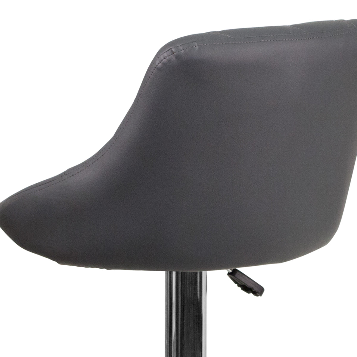 Gray |#| Contemporary Gray Vinyl Bucket Seat Adjustable Height Barstool with Chrome Base