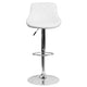 White |#| White Vinyl Bucket Seat Adjustable Height Barstool with Diamond Pattern Back