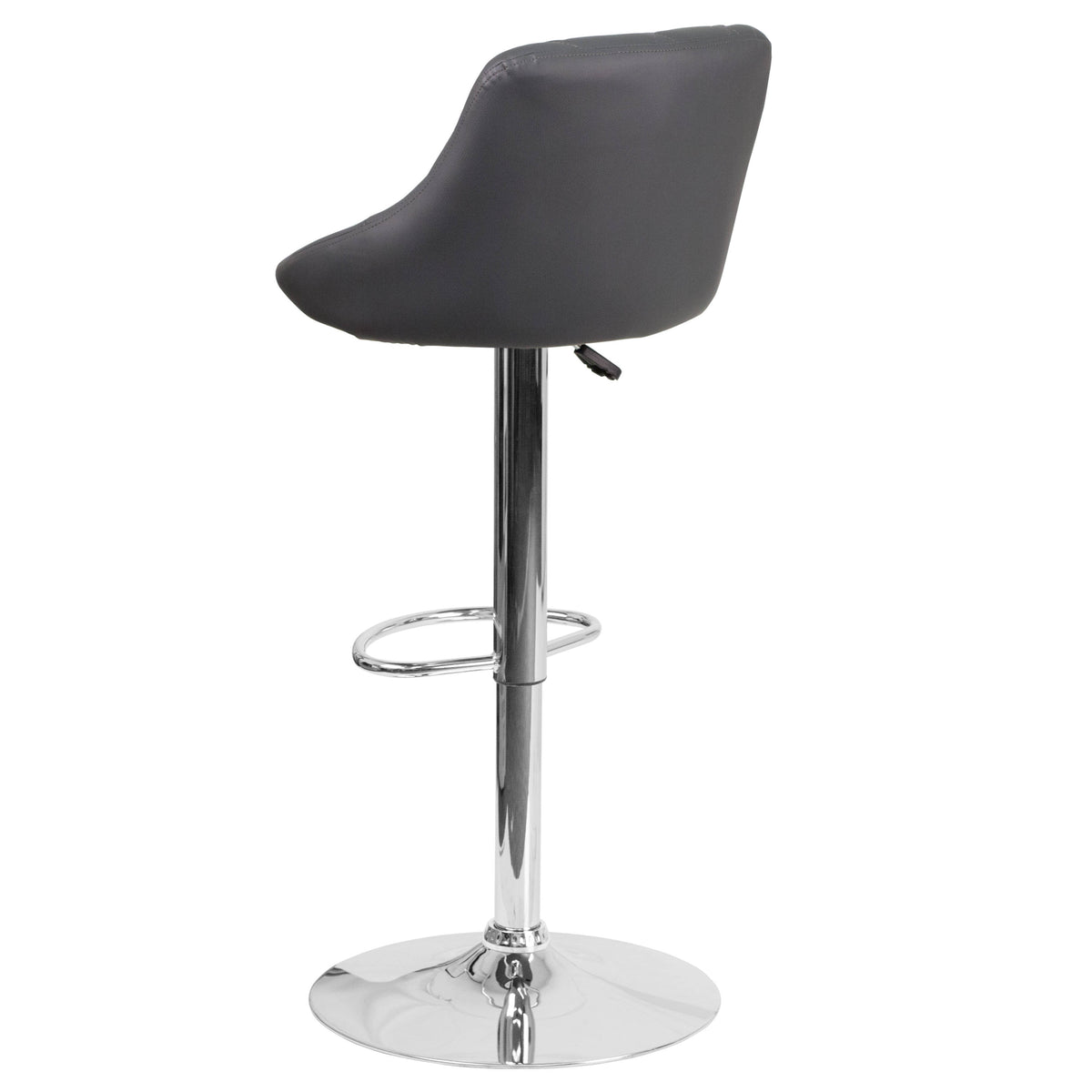 Gray |#| Contemporary Gray Vinyl Bucket Seat Adjustable Height Barstool with Chrome Base