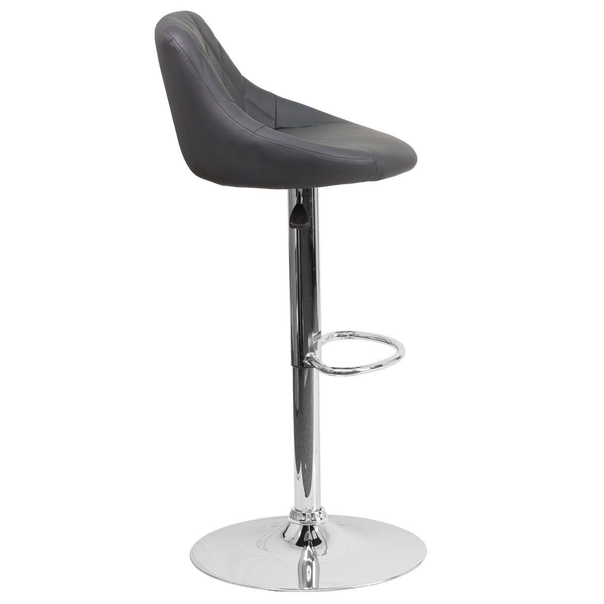 Gray |#| Contemporary Gray Vinyl Bucket Seat Adjustable Height Barstool with Chrome Base