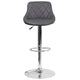 Gray |#| Contemporary Gray Vinyl Bucket Seat Adjustable Height Barstool with Chrome Base