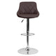 Brown |#| Brown Vinyl Bucket Seat Adjustable Height Barstool with Diamond Pattern Back