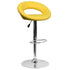 Contemporary Vinyl Rounded Orbit-Style Back Adjustable Height Barstool with Chrome Base