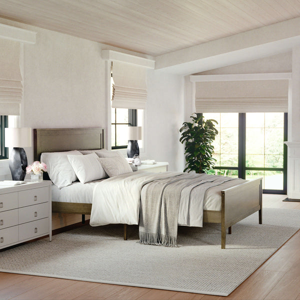 Brown Gray,Queen |#| Wooden Queen Size Platform Bed with Headboard and Footboard in Brown Gray
