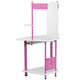 White/Pink |#| Pink Corner Computer Desk with Integrated Hutch and Pull-Out Keyboard Platform