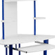 White/Blue |#| Blue Corner Computer Desk with Integrated Hutch and Pull-Out Keyboard Platform