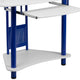 White/Blue |#| Blue Corner Computer Desk with Integrated Hutch and Pull-Out Keyboard Platform