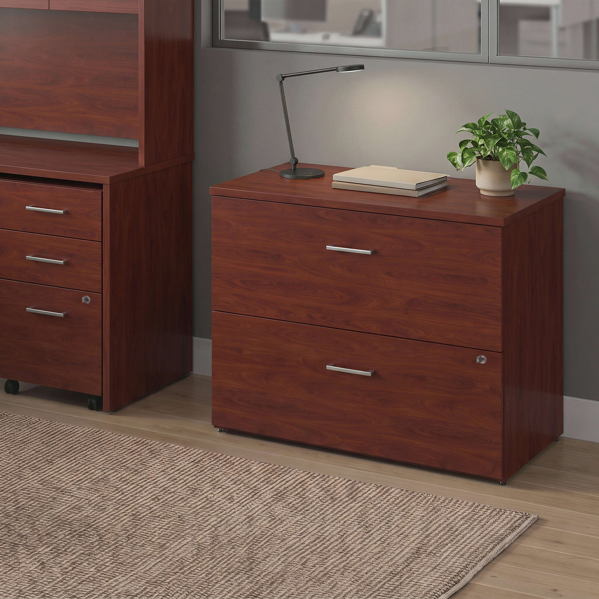 Heritage Cherry |#| Commercial 35.75W Lateral Filing Cabinet with No Assembly Required in HE Cherry