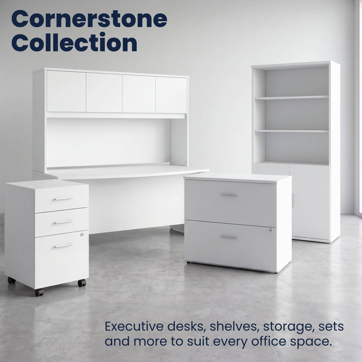 White |#| Commercial 35.75W Lateral Filing Cabinet with No Assembly Required in White