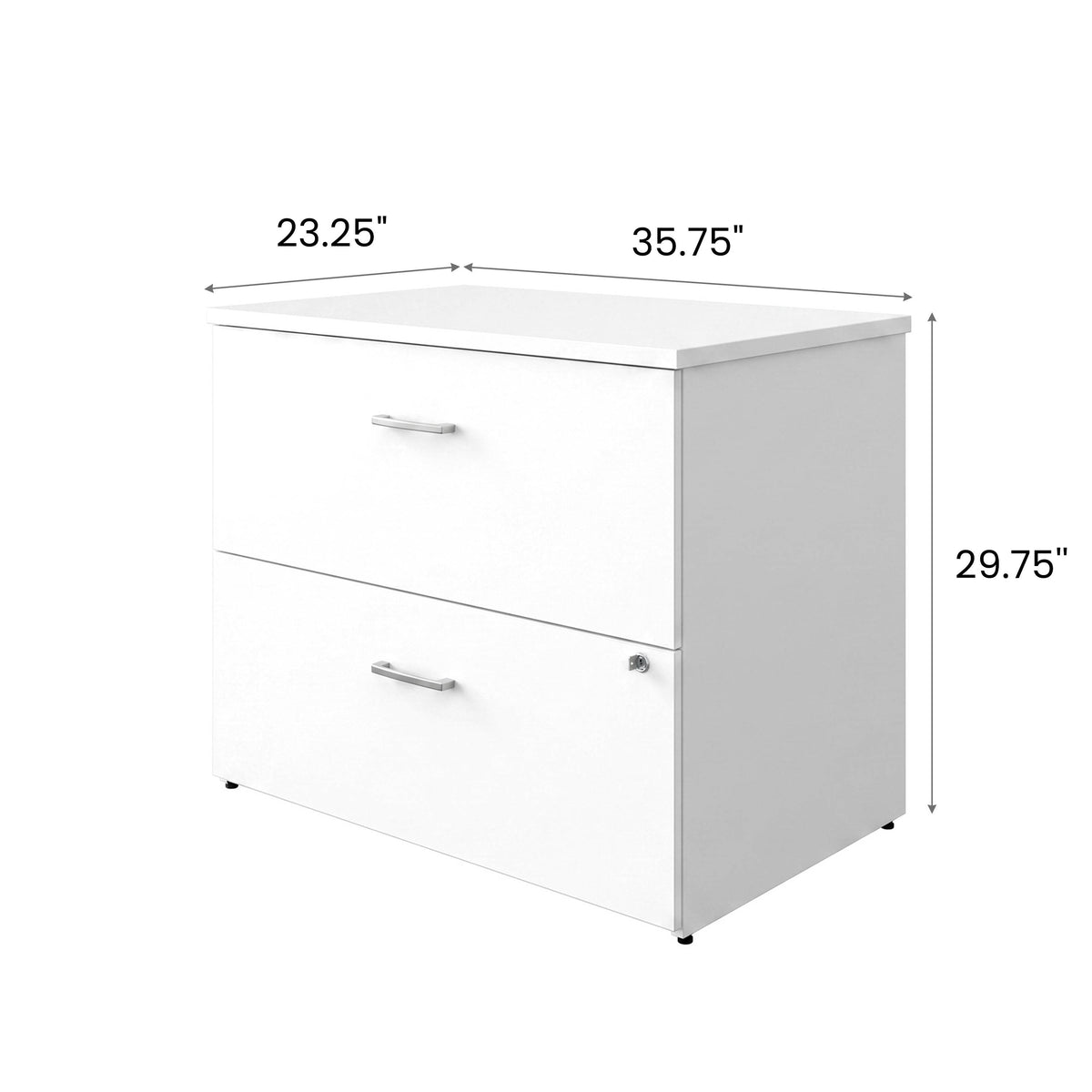 White |#| Commercial 35.75W Lateral Filing Cabinet with No Assembly Required in White