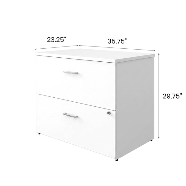 White |#| Commercial 35.75W Lateral Filing Cabinet with No Assembly Required in White