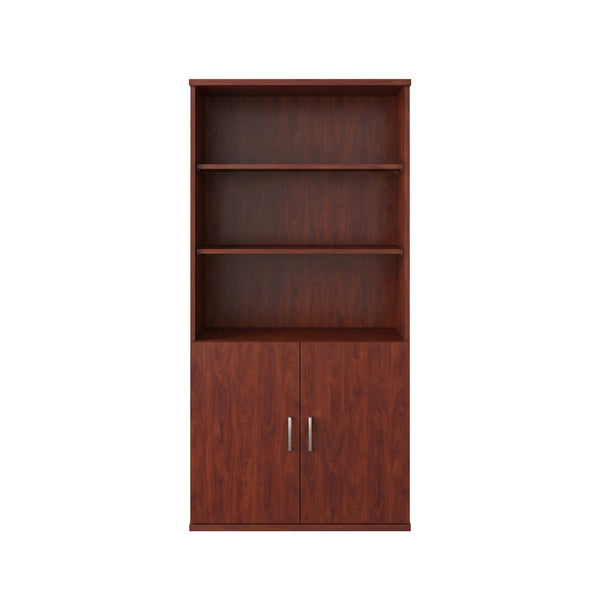 Heritage Cherry |#| Commercial 5 Shelf Office Bookcase with Bottom Doors in Heritage Cherry