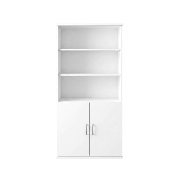 White |#| Commercial 5 Shelf Office Bookcase with Bottom Doors in White