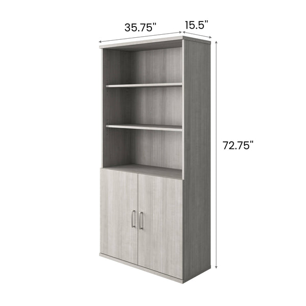 Slate Gray |#| Commercial 5 Shelf Office Bookcase with Bottom Doors in Slate Gray