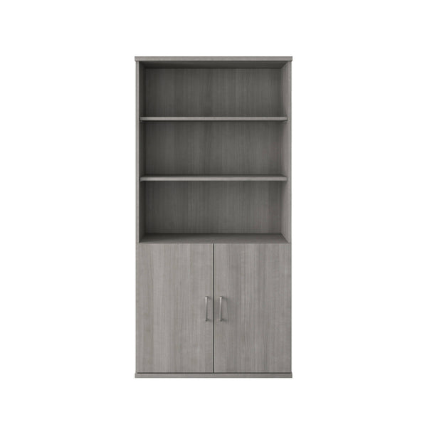 Slate Gray |#| Commercial 5 Shelf Office Bookcase with Bottom Doors in Slate Gray