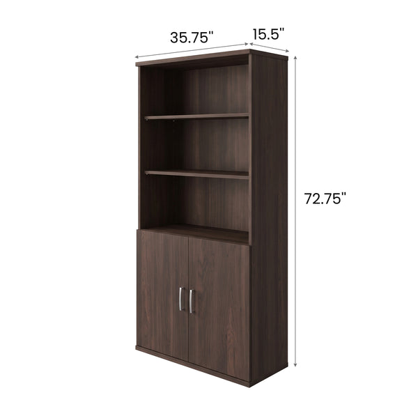 Espresso |#| Commercial 5 Shelf Office Bookcase with Bottom Doors in Espresso