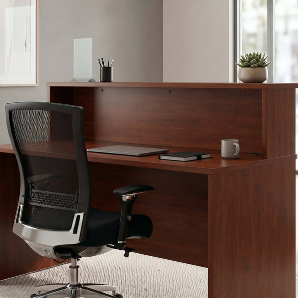 Heritage Cherry |#| Commercial 59.5"W Office Reception Hutch in Heritage Cherry