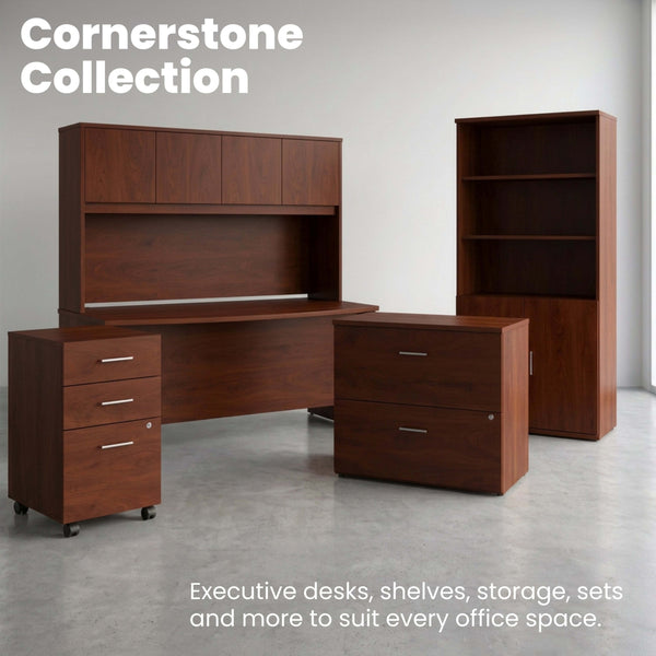 Heritage Cherry |#| Commercial 59.5"W Office Reception Hutch in Heritage Cherry
