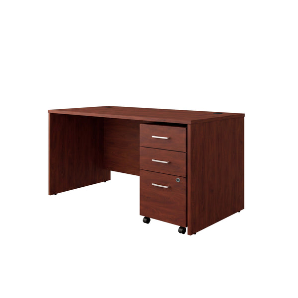 Heritage Cherry |#| Commercial 59.5"W x 29.25"D Shell Desk and Mobile File Cabinet, Heritage Cherry