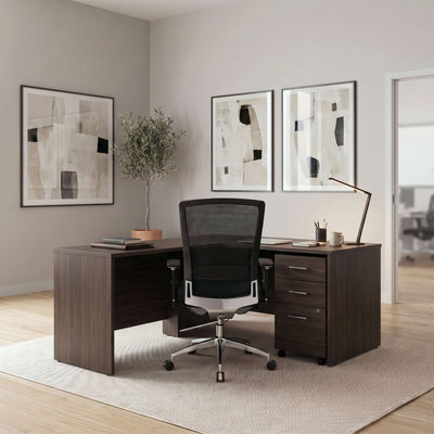 Commercial L Desk with 3 Drawer Mobile Filing Cabinet - View 2
