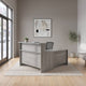 Slate Gray |#| Commercial 59.5"W x 71"D L Desk with Reception Shelf, Slate Gray