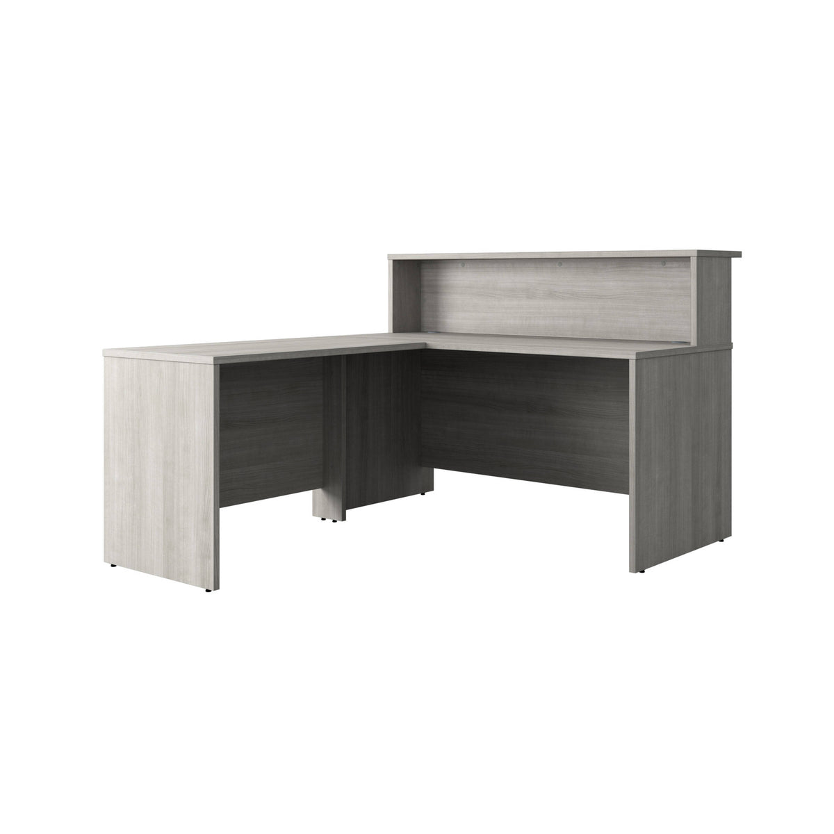 Slate Gray |#| Commercial 59.5"W x 71"D L Desk with Reception Shelf, Slate Gray