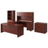 Heritage Cherry |#| Commercial 7 Piece U-Shaped Workstation with Bow Front Desk in Heritage Cherry