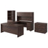 Espresso |#| Commercial 7 Piece U-Shaped Workstation with Bow Front Desk in Espresso