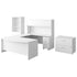 White |#| Commercial 7 Piece U-Shaped Workstation with Bow Front Desk in White